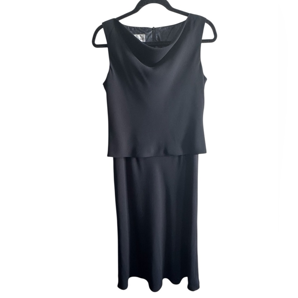 Evan-Picone Black Cowl Neck Sleeveless Midi Dress Size 6
